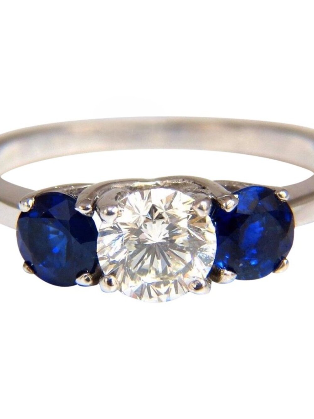 GIA Certified .73ct Natural Diamond Sapphires Ring 14kt*